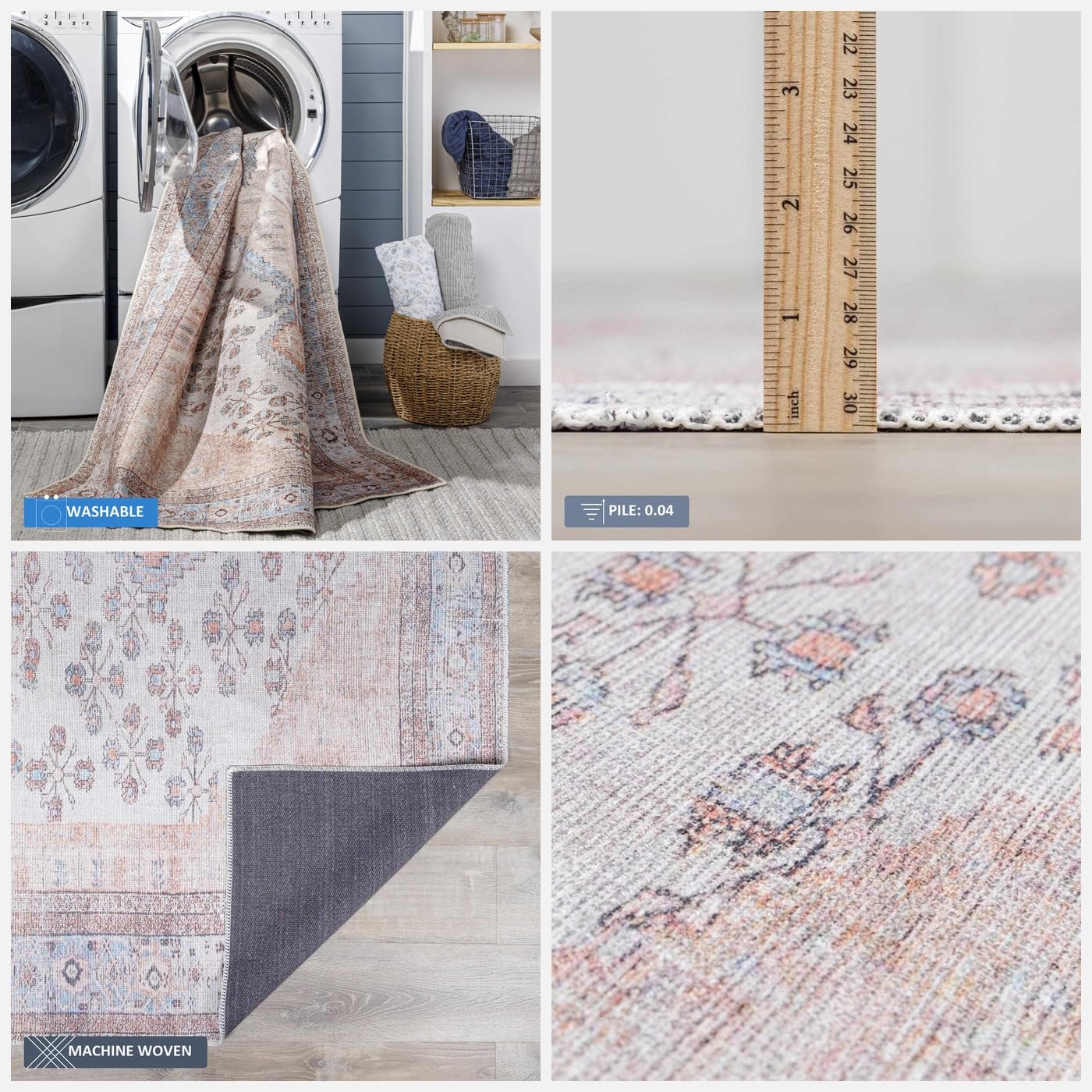 Amazon | BoutiqueRugs Moora Boho ビンテージ エリアラグ - ファーム